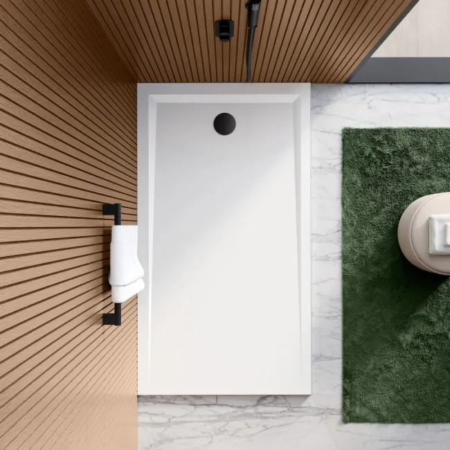 Sydney Low Profile Rectangular Gloss White Stone Shower Tray 1600x700mm