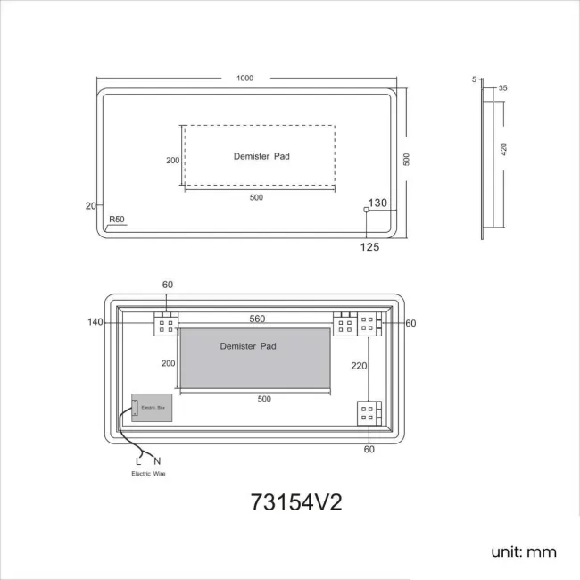 Evelyn Illuminated LED Mirror 500X1000mm