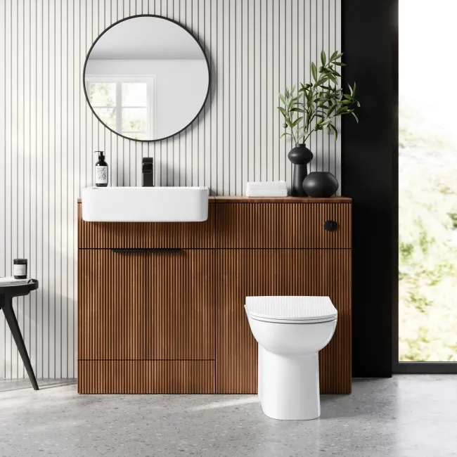 Sicily Fluted Black Walnut 600 Toilet Unit