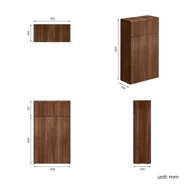 Sicily Fluted Black Walnut 500 Toilet Unit