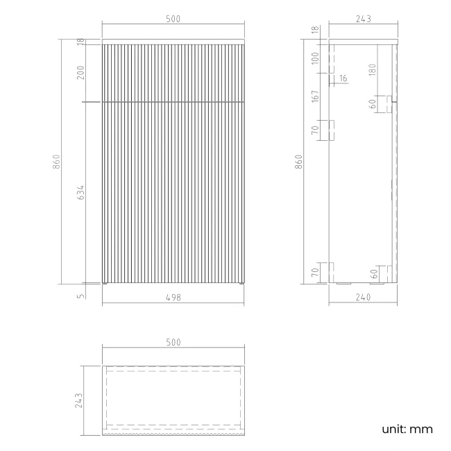 Sicily Fluted Black Walnut 500 Toilet Unit