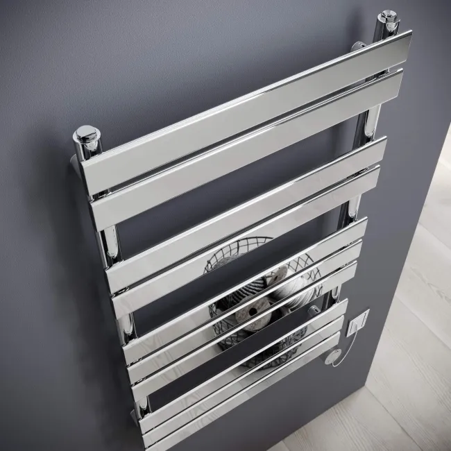 Santorini Electric Chrome Flat Panel Heated Towel Rail 1000x600mm