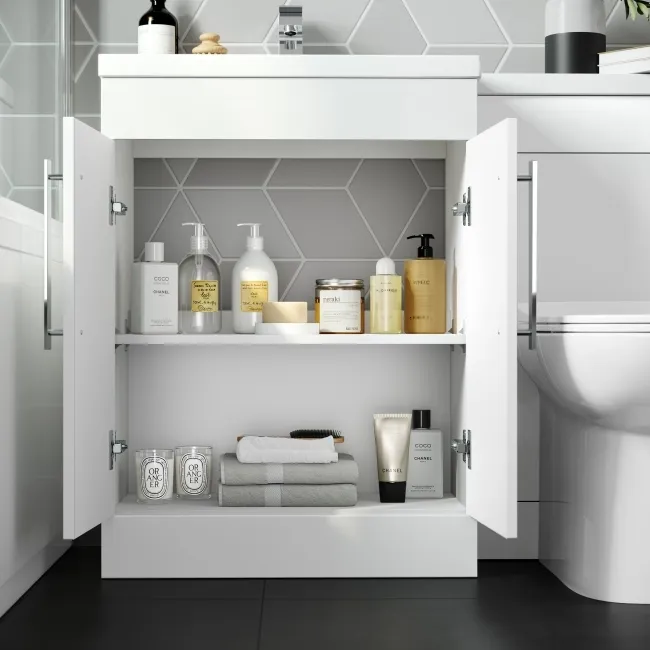 Avon Gloss White Combination Vanity Basin and Aruba Toilet 1100mm - Left Handed