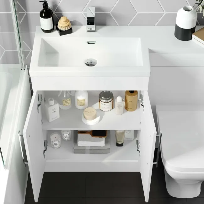 Avon Gloss White Combination Vanity Basin and Atlanta Toilet 1100mm - Left Handed