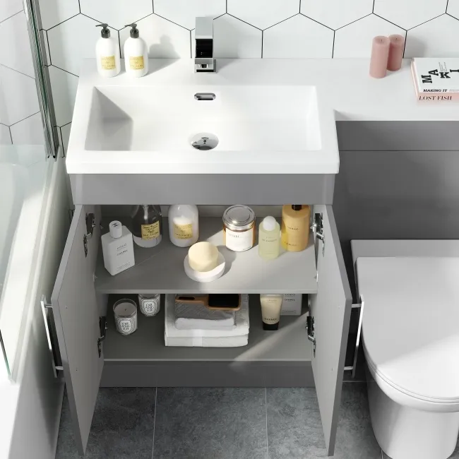 Avon Stone Grey Combination Vanity Basin and Aruba Toilet 1100mm - Left Handed