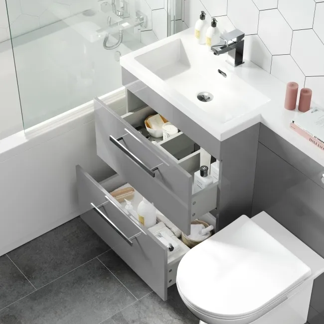 Avon Stone Grey Combination Basin Drawer and Aruba Toilet 1100mm - Left Handed