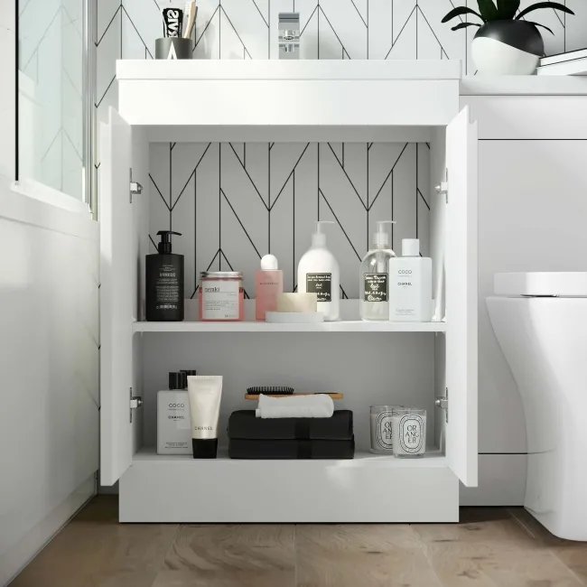 Trent Gloss White Combination Vanity Basin and Atlanta Toilet 1100mm - Left Handed