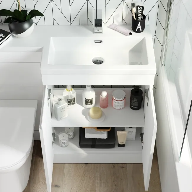 Trent Gloss White Combination Vanity Basin and Aruba Toilet 1100mm - Right Handed