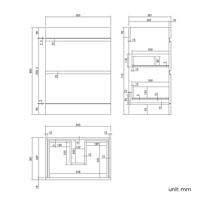 Trent Gloss White Combination Basin Drawer and Aruba Toilet 1100mm - Left Handed