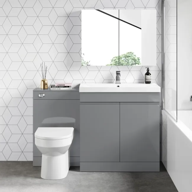 Trent Stone Grey Combination Vanity Basin and Miami Toilet 1300mm