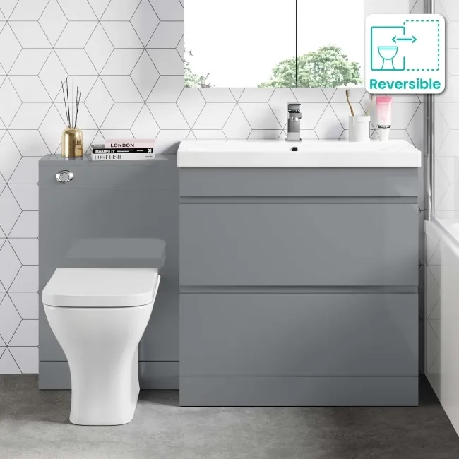 Trent Stone Grey Combination Basin Drawer and Atlanta Toilet 1300mm