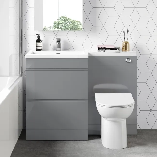 Trent Stone Grey Combination Basin Drawer and Aruba Toilet 1100mm - Left Handed