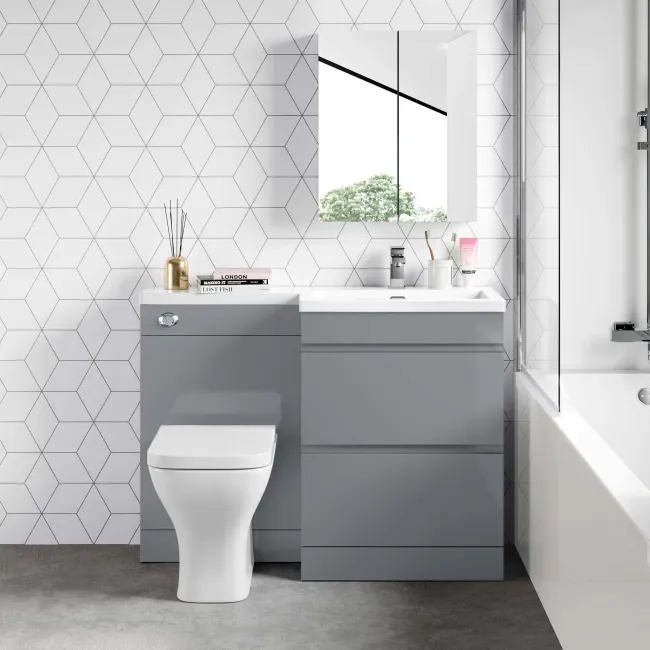 Trent Stone Grey Combination Basin Drawer and Atlanta Toilet 1100mm - Right Handed