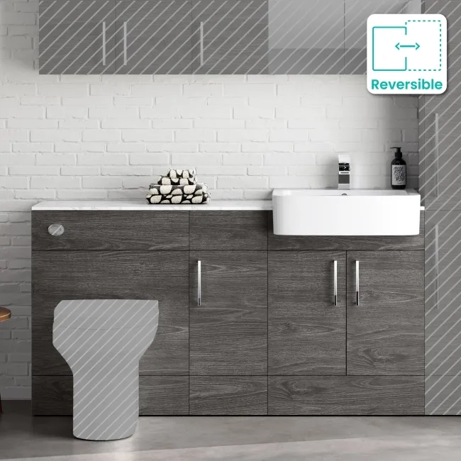 Harper Charcoal Elm Combination Vanity Basin with Marble Top 1500mm