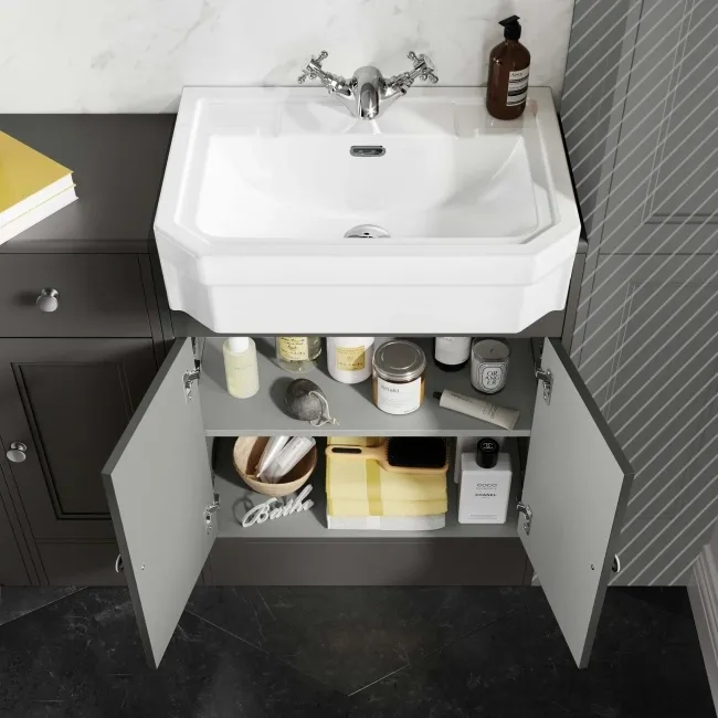 Monaco Graphite Grey Combination Vanity Traditional Basin and Seattle Toilet 1500mm