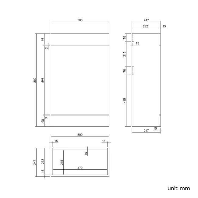 Avon Stone Grey Combination Basin Drawer and Aruba Toilet 1100mm - Black Accents - Left Handed