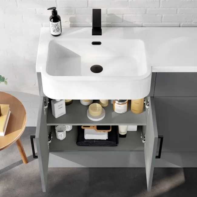 Harper Stone Grey Combination Vanity Basin and Aruba Toilet 1200mm - Black Accents - Left Handed