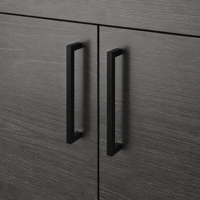 Harper Charcoal Elm Combination Vanity Basin and Atlanta Toilet 1200mm - Black Accents - Left Handed