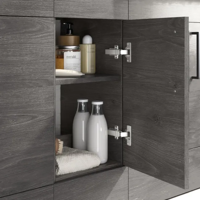 Harper Charcoal Elm Combination Vanity Basin 1500mm - Black Accents (Excludes Pan + Cistern)