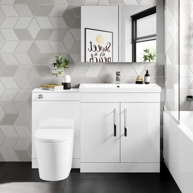 Avon Gloss White Combination Vanity Basin and Boston Toilet 1300mm