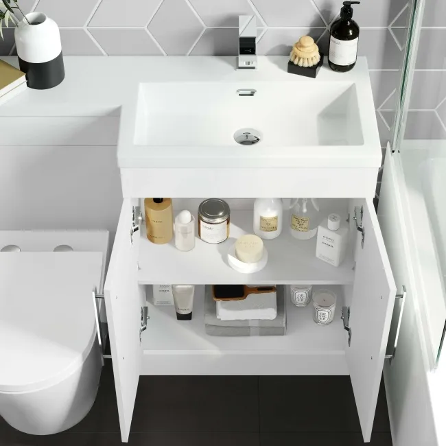 Avon Gloss White Combination Vanity Basin and Boston Toilet 1100mm - Right Handed