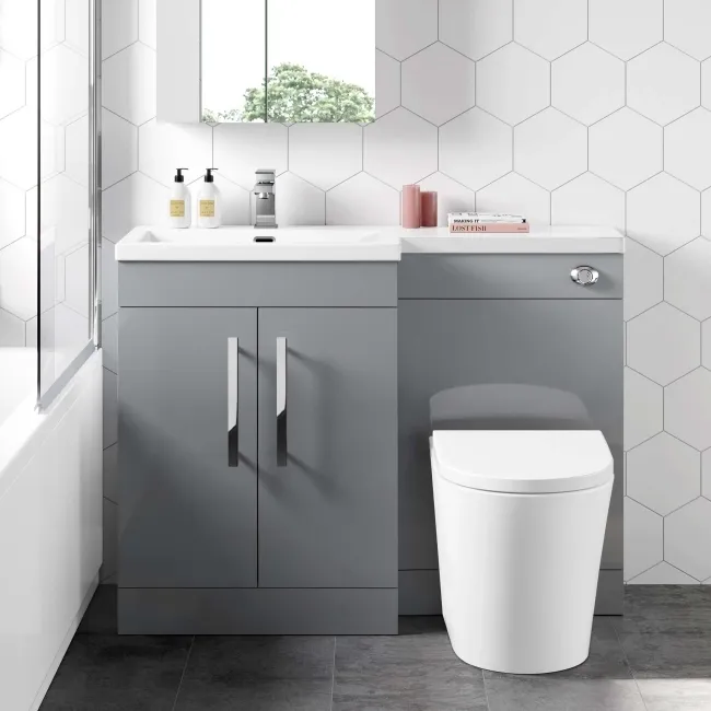 Avon Stone Grey Combination Vanity Basin and Boston Toilet 1100mm - Left Handed