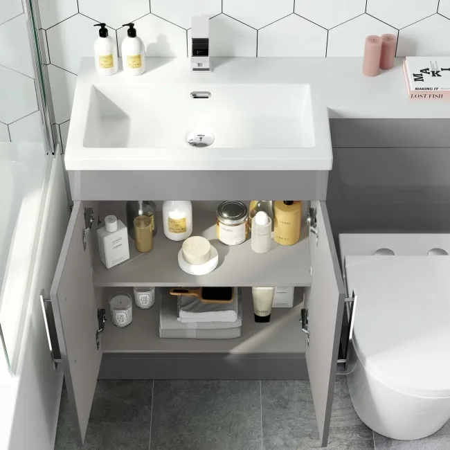 Avon Stone Grey Combination Vanity Basin and Boston Toilet 1100mm - Left Handed