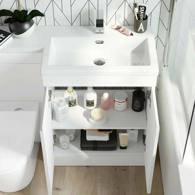 Trent Gloss White Combination Vanity Basin and Boston Toilet 1100mm - Right Handed