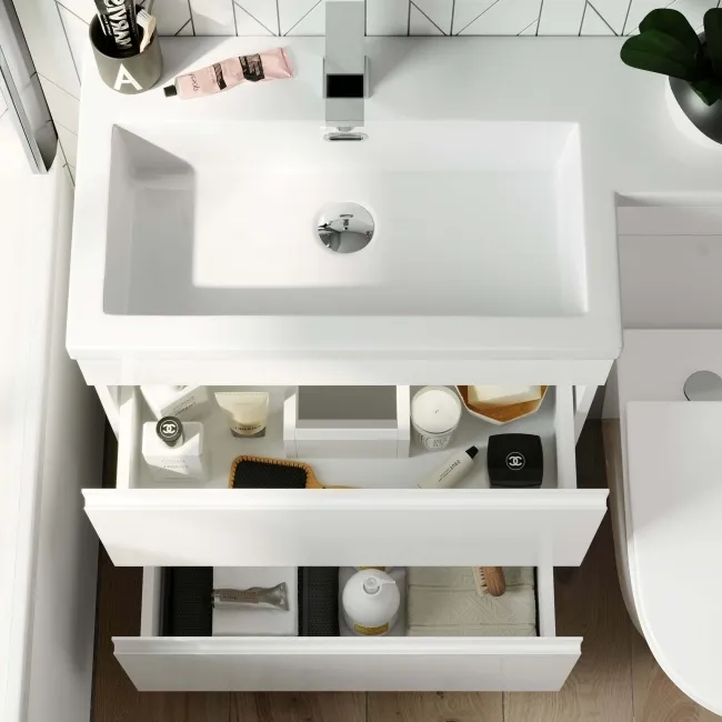 Trent Gloss White Combination Basin Drawer and Boston Toilet 1100mm - Left Handed