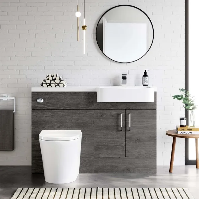 Harper Charcoal Elm Combination Vanity Basin and Boston Toilet 1200mm - Right Handed
