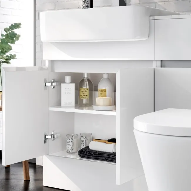 Foster Gloss White Combination Vanity Basin with Marble Top & Boston Toilet 1200mm