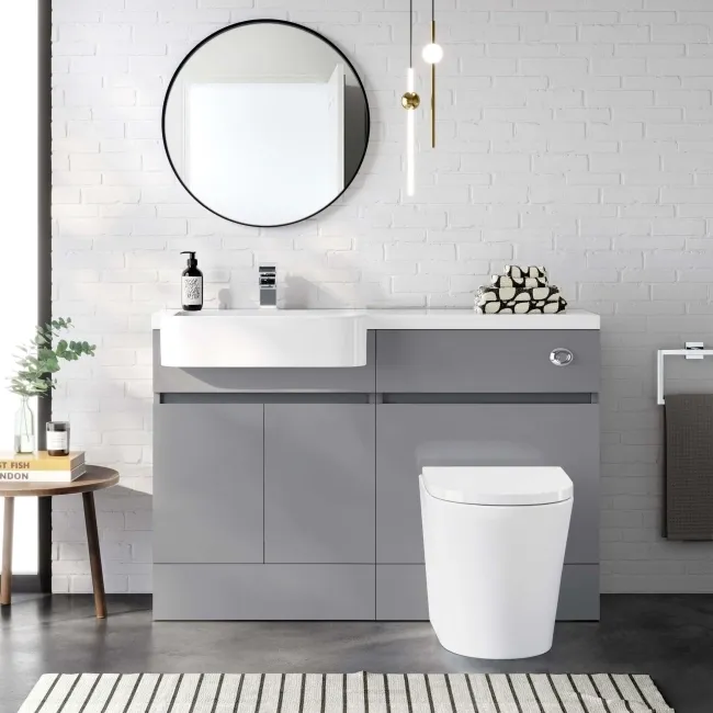 Foster Stone Grey Combination Vanity Basin and Boston Toilet 1200mm - Left Handed