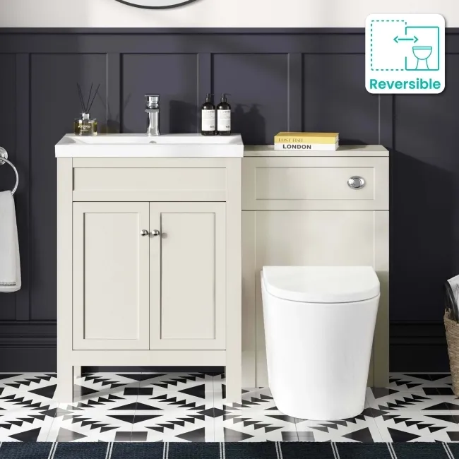 Bermuda Chalk White Combination Vanity Basin and Boston Toilet 1100mm