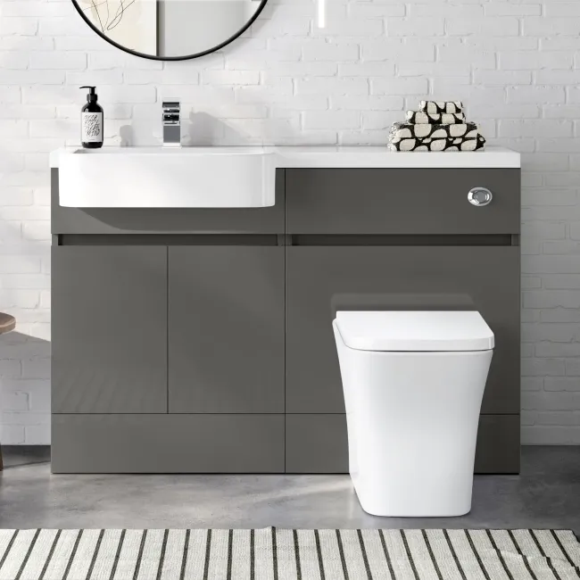 Foster Tungsten Grey Combination Vanity Basin and Houston Toilet 1200mm - Left Handed