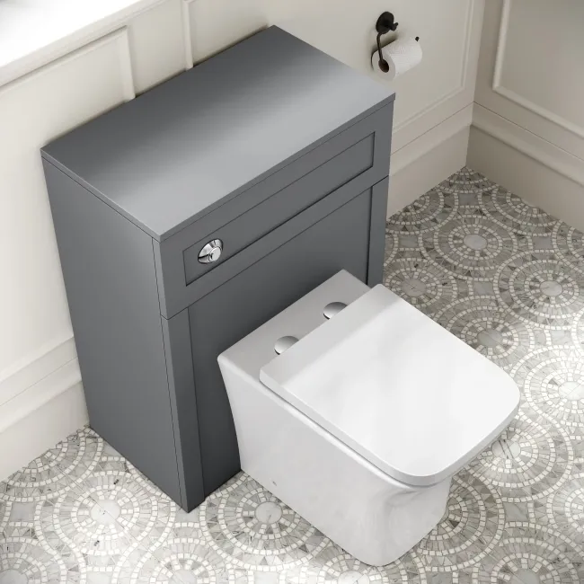 Capri Fog Grey Combination Vanity Basin and Houston Toilet 1350mm - Chrome Handles