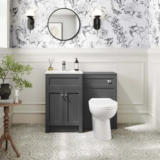 Milos Slate Grey Combination Vanity Basin and Austin Toilet 1000mm - Chrome Handles
