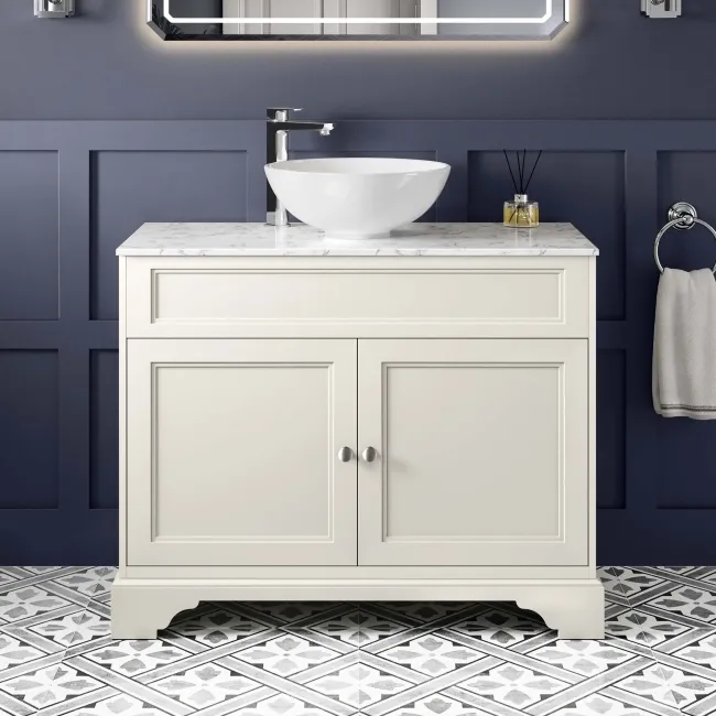 Lucia Chalk White Vanity with Marble Top & Round Counter Top Basin 1030mm