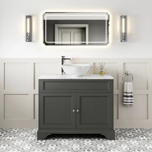 Lucia Graphite Grey Vanity with Marble Top & Round Counter Top Basin 1030mm