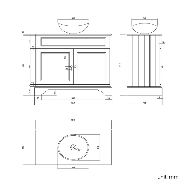 Lucia Graphite Grey Vanity with Marble Top & Oval Counter Top Basin 1030mm