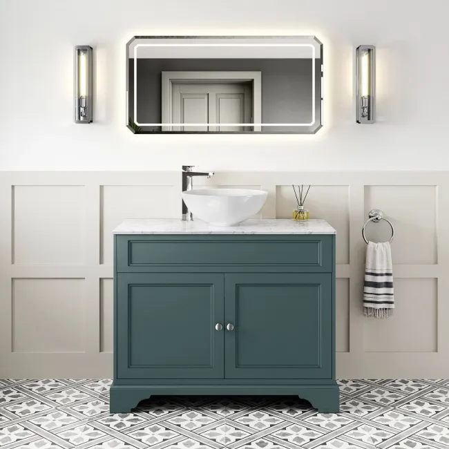 Lucia Midnight Green Vanity with Marble Top & Round Counter Top Basin 1030mm