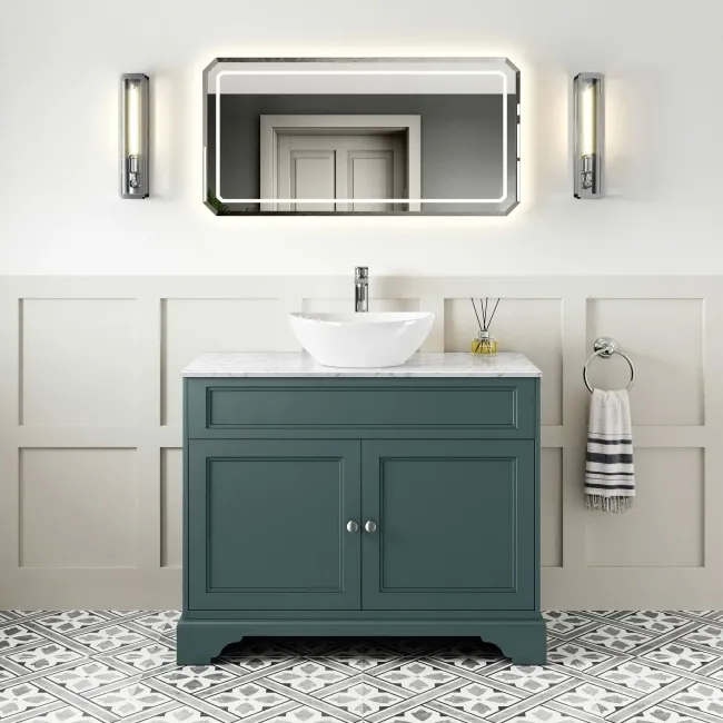 Lucia Midnight Green Vanity with Marble Top & Oval Counter Top Basin 1030mm
