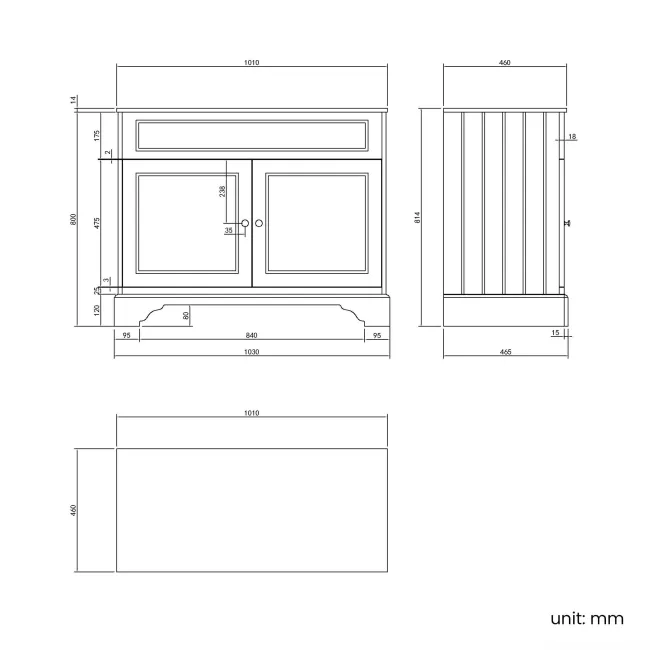 Lucia Midnight Green Vanity with Marble Top & Curved Counter Top Basin 1030mm