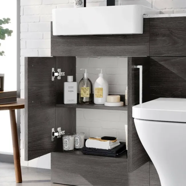 Harper Charcoal Elm Combination Vanity Basin with Marble Top & Atlanta Toilet 1000mm
