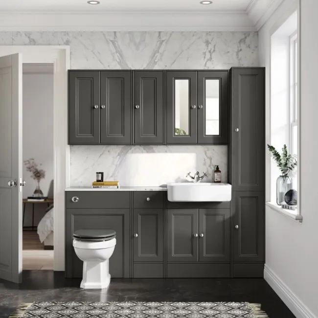 Monaco Graphite Grey Combination Vanity Basin with Marble Top 1500mm (Excludes Pan & Cistern)