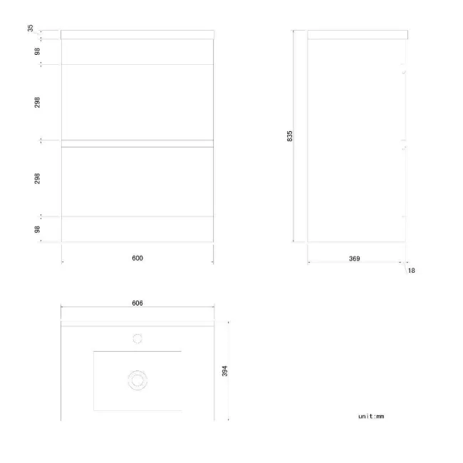 Trent Stone Grey Basin Drawer Vanity 600mm and Toilet Set