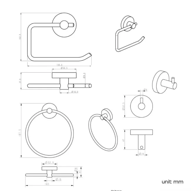Sofia Brushed Brass 3 Pieces Accessory Set