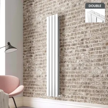 Faro White Double Flat Panel Vertical Radiator 1600x280mm