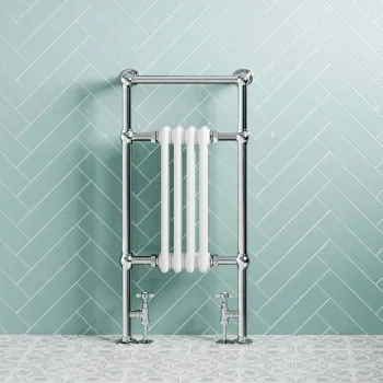 Gibraltar Slimline Small White Traditional Heated Towel Radiator (Flat Top Rail)
