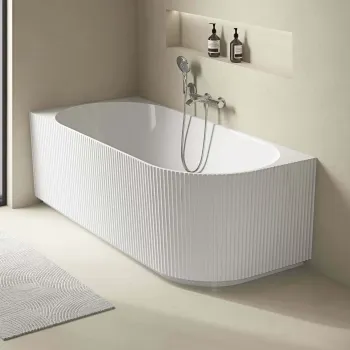 Barnet 1500mm Fluted Curved Corner Bath - Left Handed