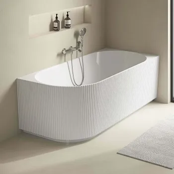 Barnet 1700mm Fluted Curved Corner Bath - Right Handed